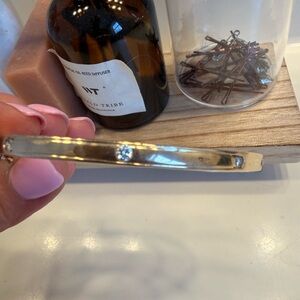 Gold Bangle Bracelet with Crystal Accent